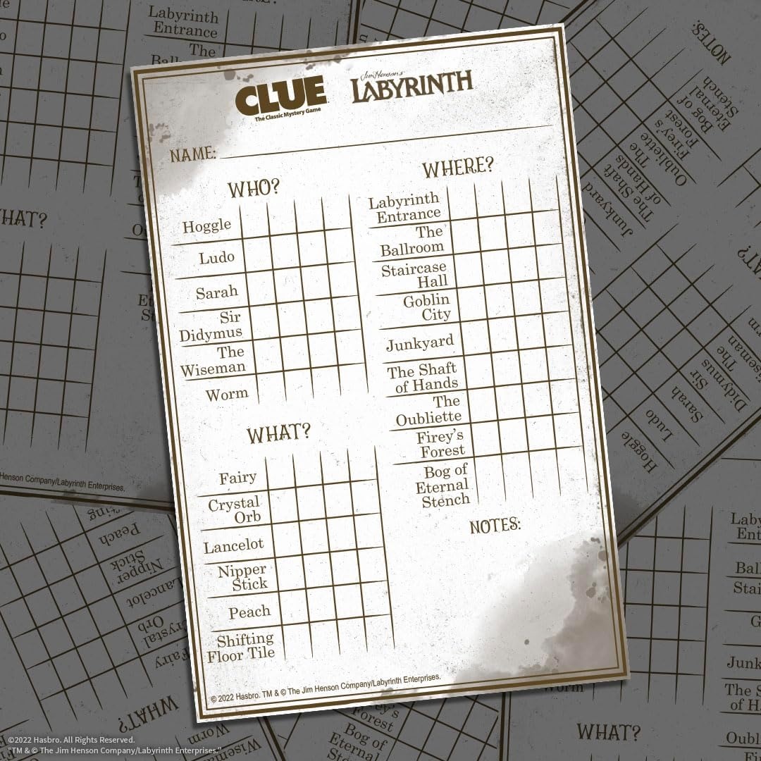 image:imageCLUE Labyrinth Solve The Mystery Who Does Jareth Control Where is Toby and What Object is Used Collectible Clue Game Based on Jim Hensons Labyrinth OfficiallyLicensed Game