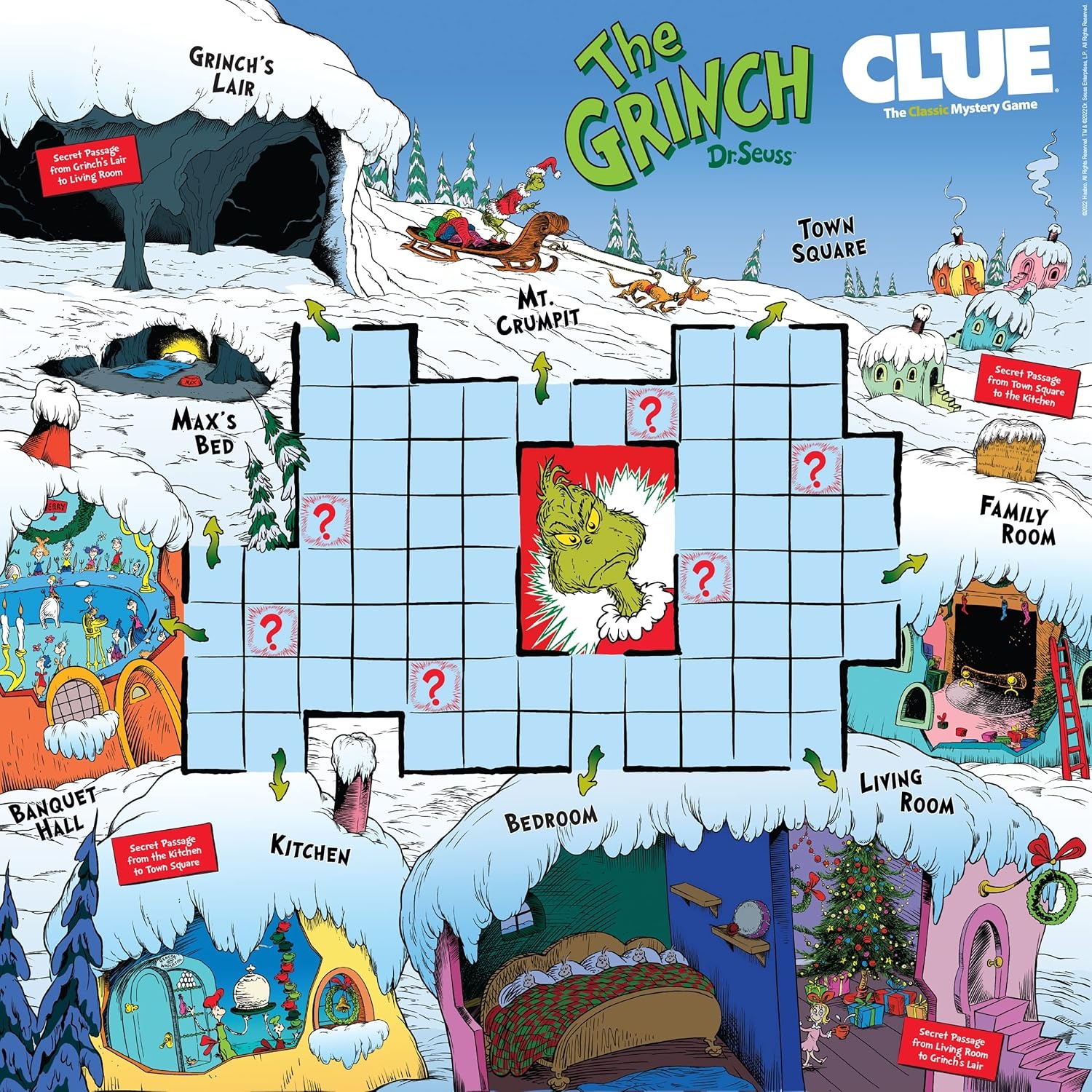 image:imageCLUE The Grinch Classic Mystery Board Game Solve the Holiday Theft in Whoville with CindyLou amp More Discover Who Where and What was Taken Officially Licensed Dr Seuss Merchandise