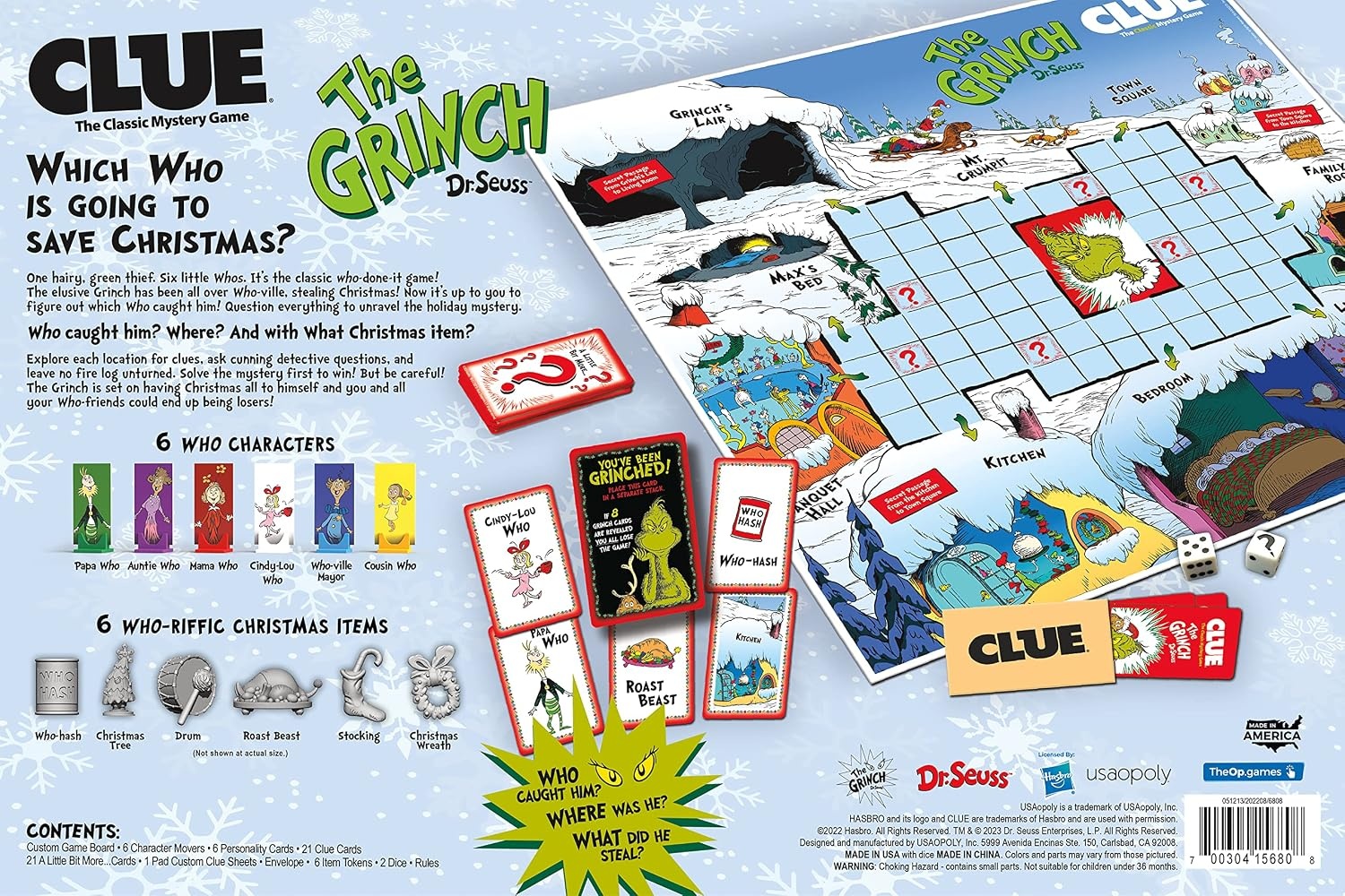 image:imageCLUE The Grinch Classic Mystery Board Game Solve the Holiday Theft in Whoville with CindyLou amp More Discover Who Where and What was Taken Officially Licensed Dr Seuss Merchandise