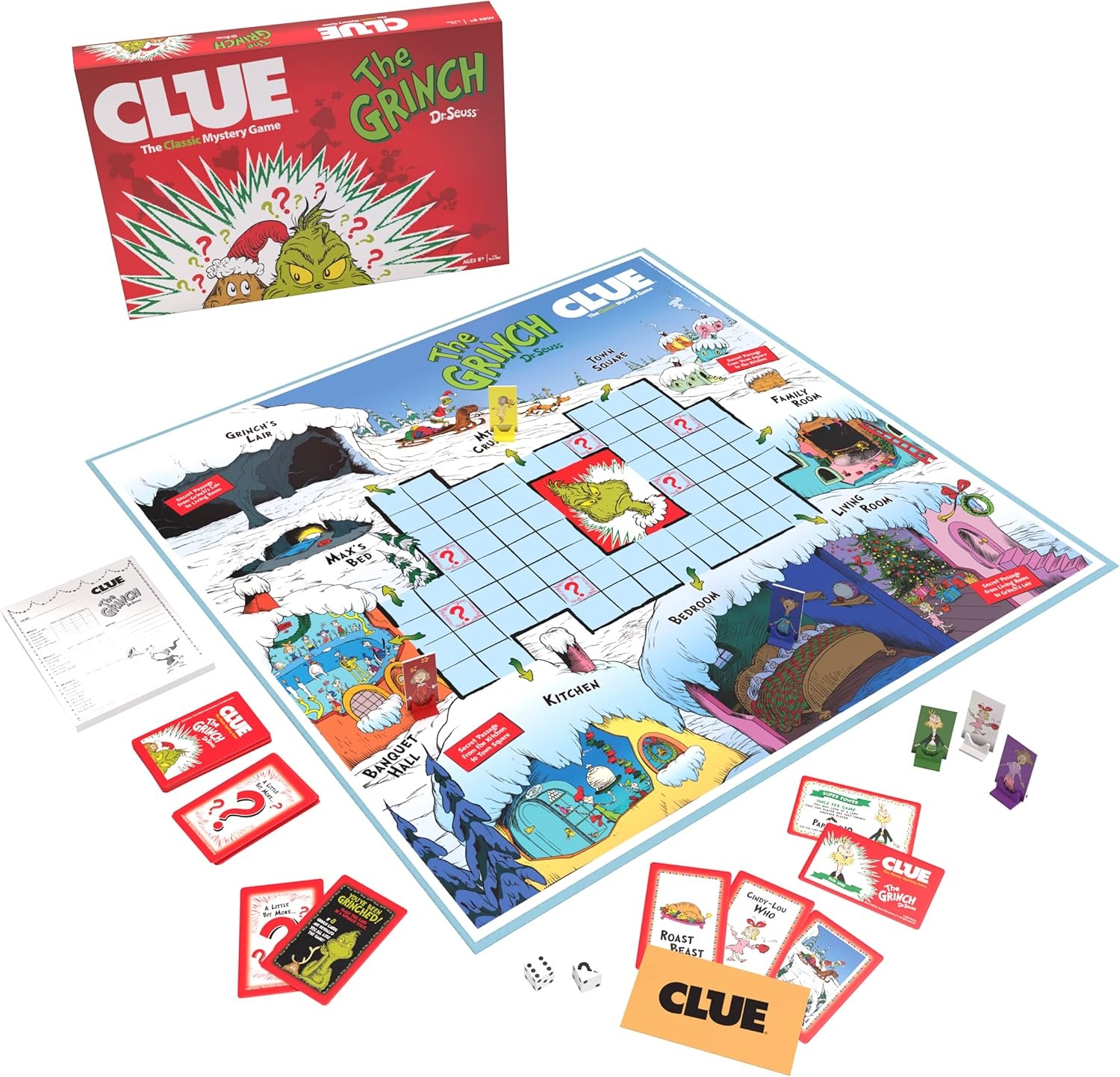 image:imageCLUE The Grinch Classic Mystery Board Game Solve the Holiday Theft in Whoville with CindyLou amp More Discover Who Where and What was Taken Officially Licensed Dr Seuss Merchandise