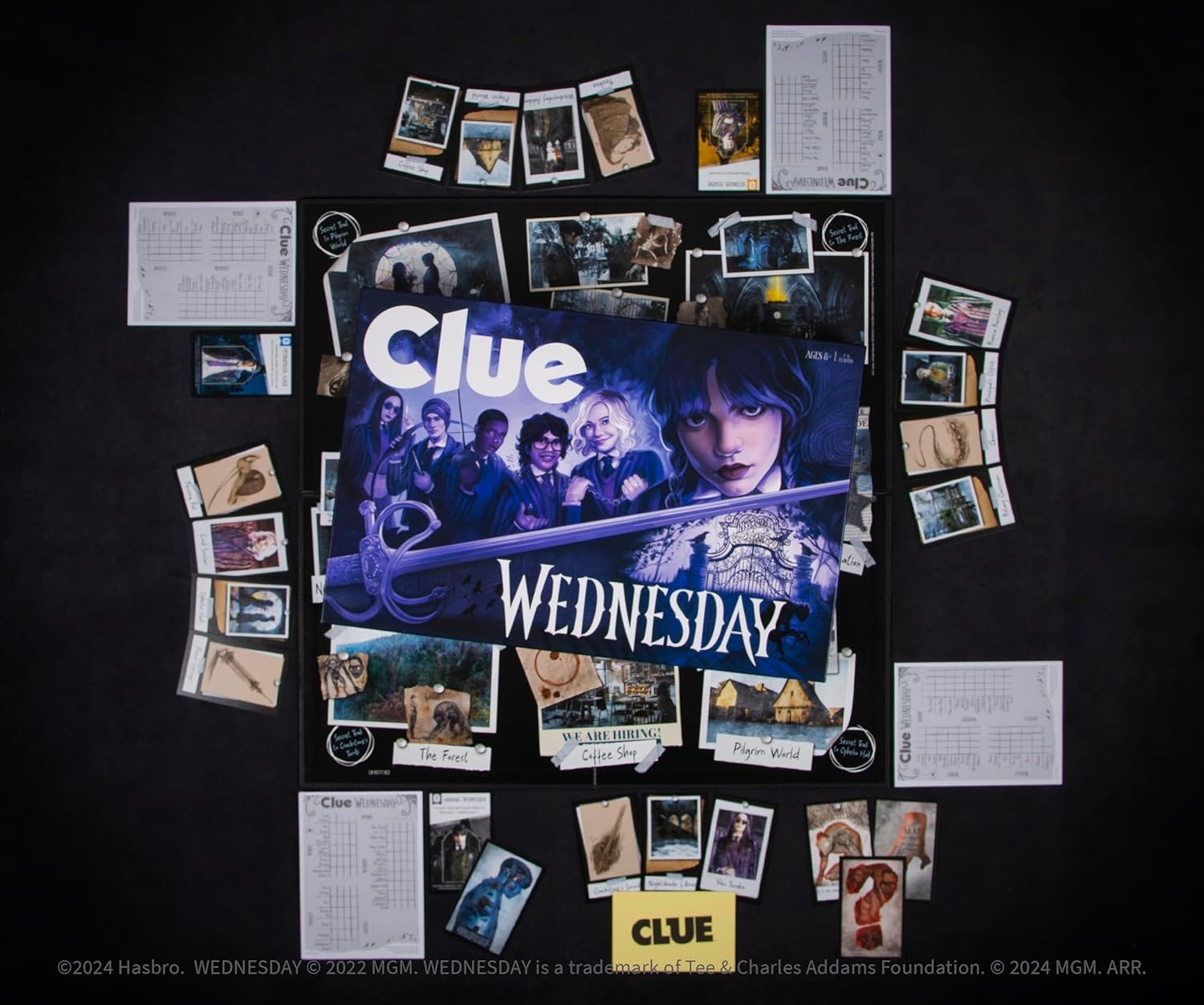 image:imageCLUE Wednesday Classic Board Game Inspired by the Netflix Original Series Solve the Mystery at Nevermore Academy with Friends and Family Officially Licensed Merchandise 26 Players Ages 8