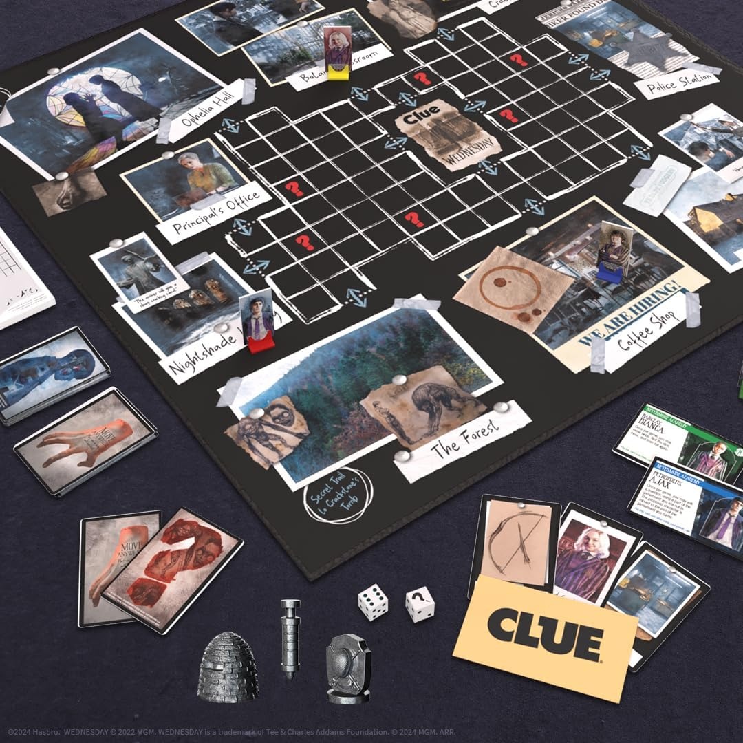 image:imageCLUE Wednesday Classic Board Game Inspired by the Netflix Original Series Solve the Mystery at Nevermore Academy with Friends and Family Officially Licensed Merchandise 26 Players Ages 8