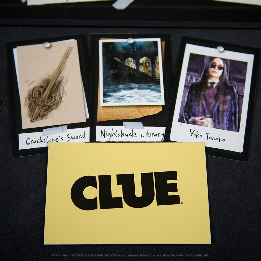 image:imageCLUE Wednesday Classic Board Game Inspired by the Netflix Original Series Solve the Mystery at Nevermore Academy with Friends and Family Officially Licensed Merchandise 26 Players Ages 8