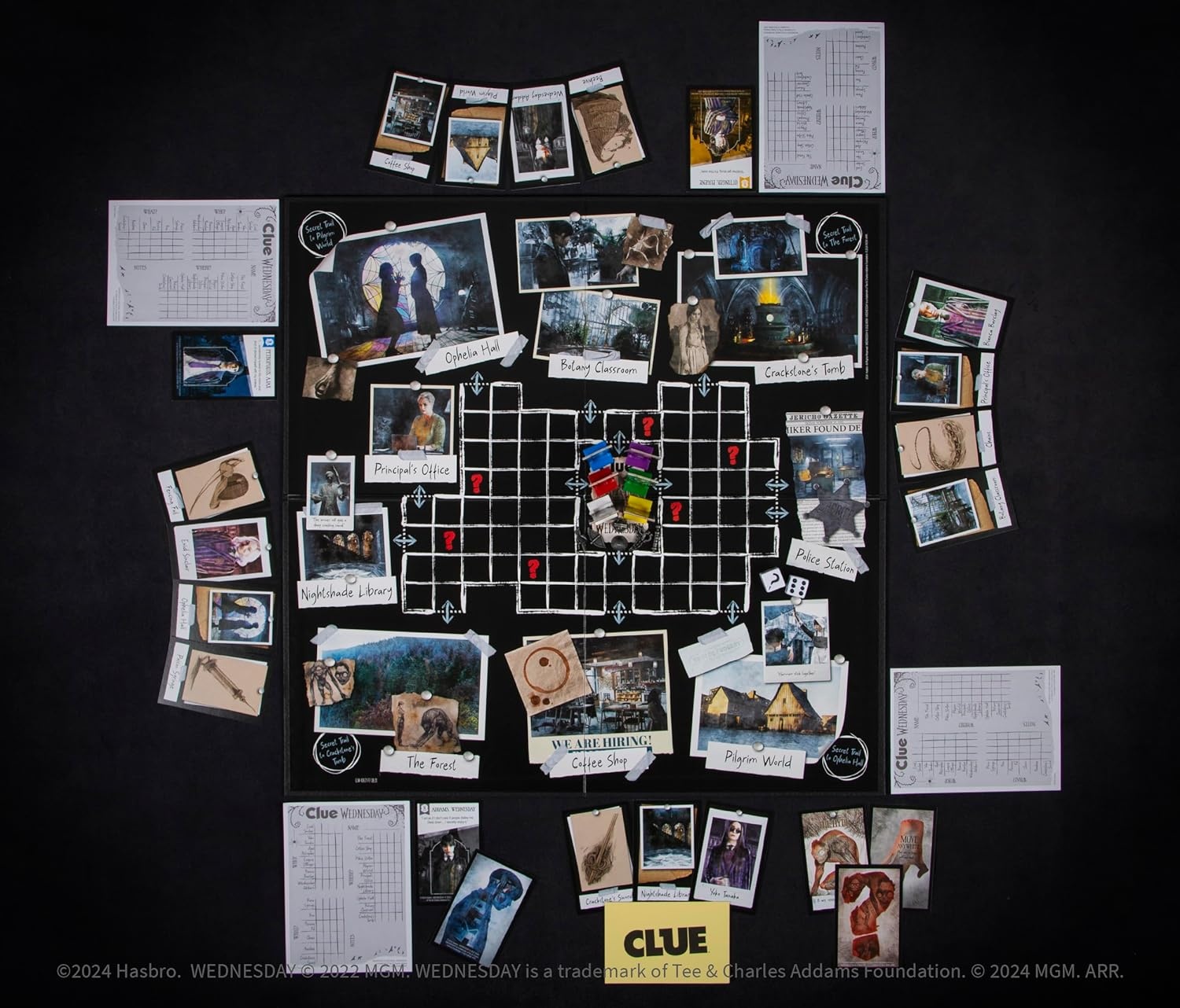 image:imageCLUE Wednesday Classic Board Game Inspired by the Netflix Original Series Solve the Mystery at Nevermore Academy with Friends and Family Officially Licensed Merchandise 26 Players Ages 8