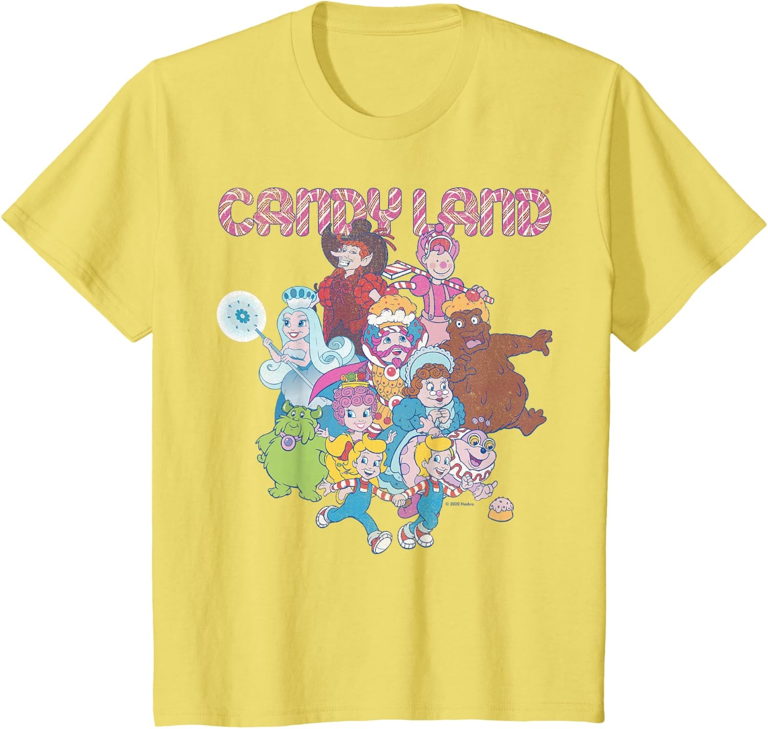 image:imageCandy Land Retro Game Characters Group Shot Logo TShirtLemon Yellow