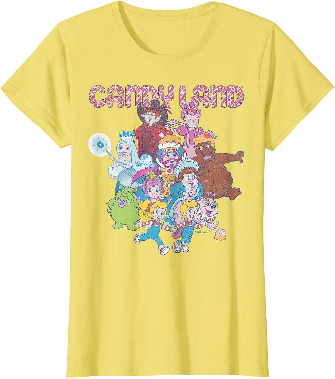 image:imageCandy Land Retro Game Characters Group Shot Logo TShirtLemon Yellow