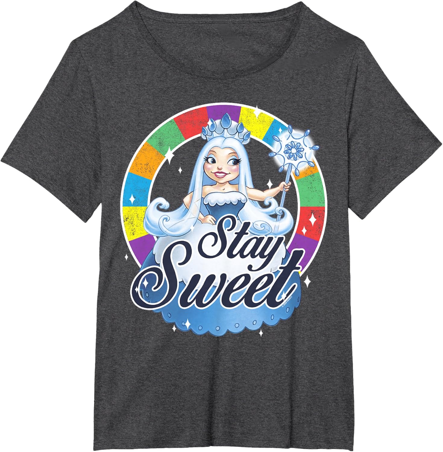 image:imageCandy Land Stay Sweet Princess Frostine Game Wheel Logo TShirtDark Heather Grey