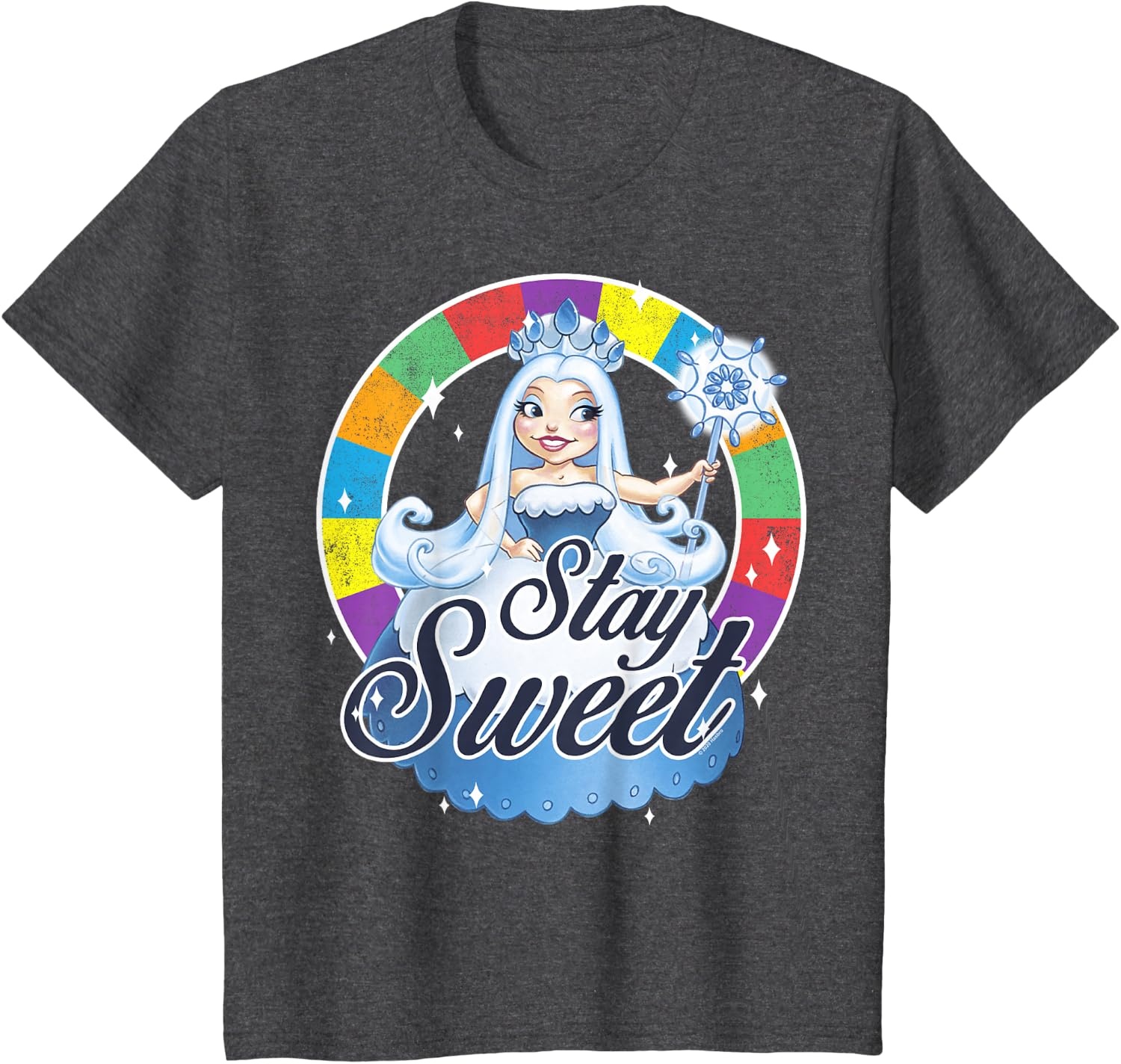 image:imageCandy Land Stay Sweet Princess Frostine Game Wheel Logo TShirtDark Heather Grey