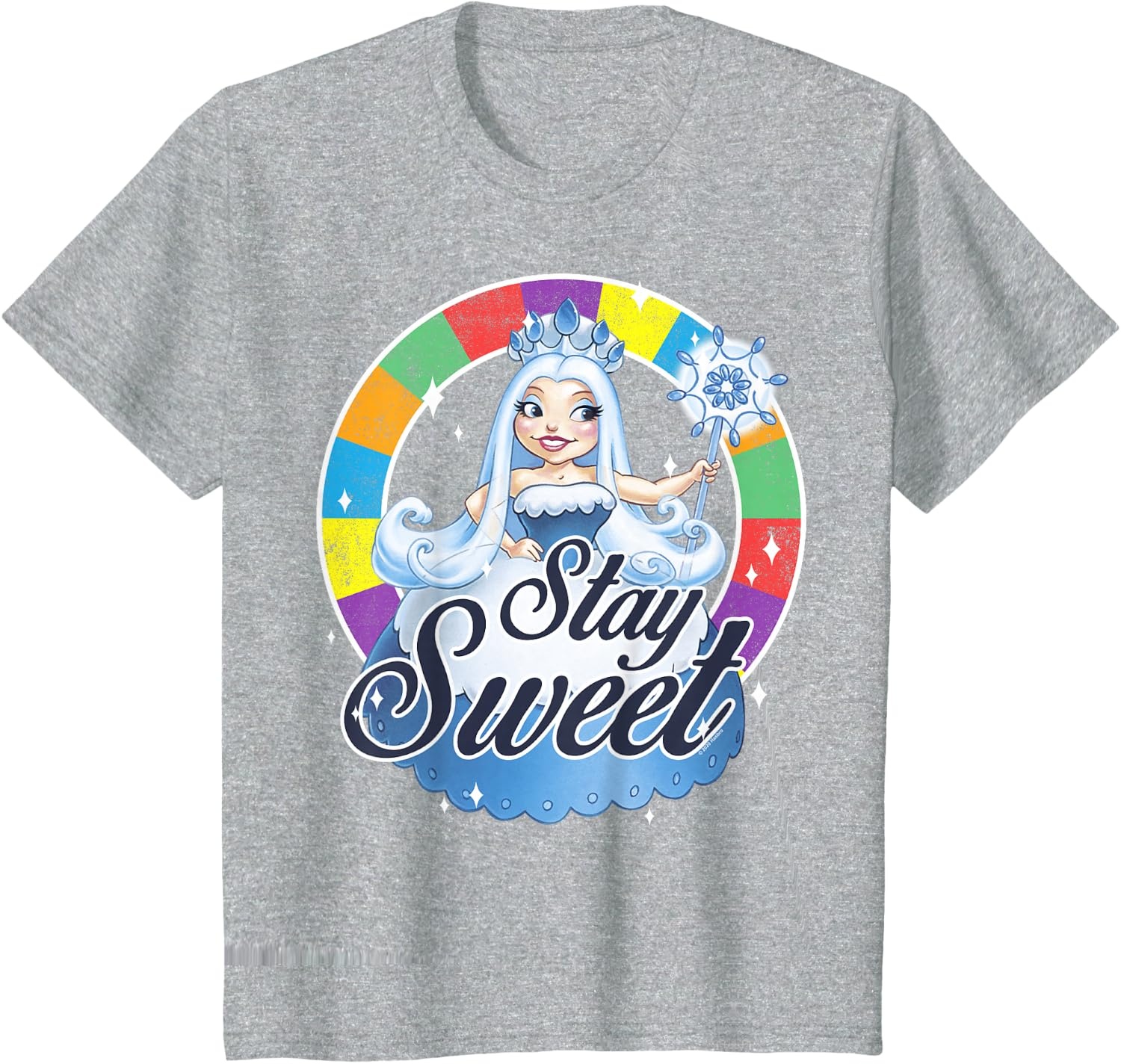 image:imageCandy Land Stay Sweet Princess Frostine Game Wheel Logo TShirtHeather Grey