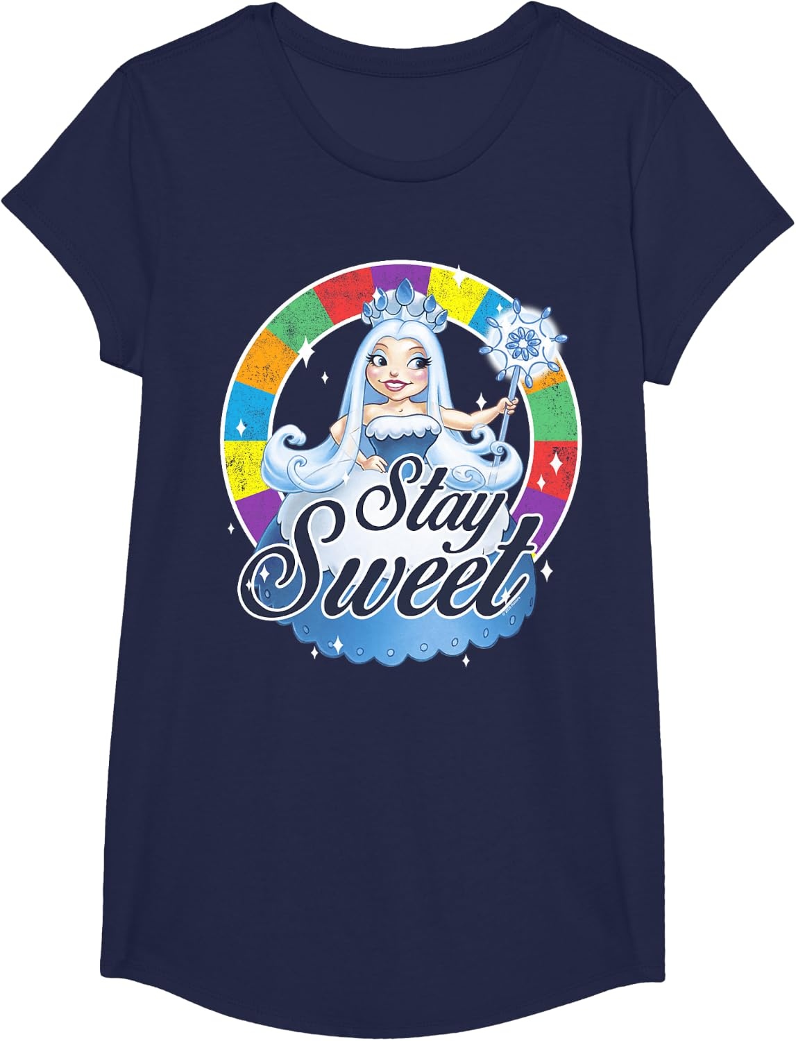 image:imageCandy Land Stay Sweet Princess Frostine Game Wheel Logo TShirtNavy Blue