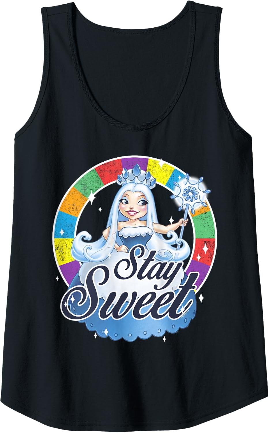 image:imageCandy Land Stay Sweet Princess Frostine Game Wheel Logo Tank TopBlack