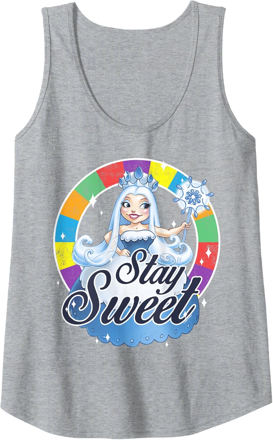 image:imageCandy Land Stay Sweet Princess Frostine Game Wheel Logo Tank TopHeather Grey