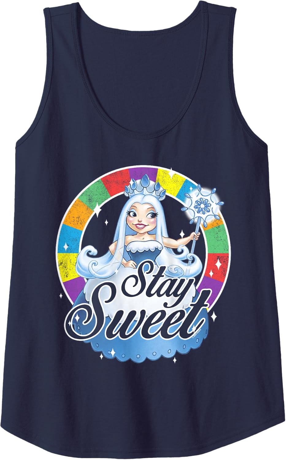 image:imageCandy Land Stay Sweet Princess Frostine Game Wheel Logo Tank TopNavy Blue