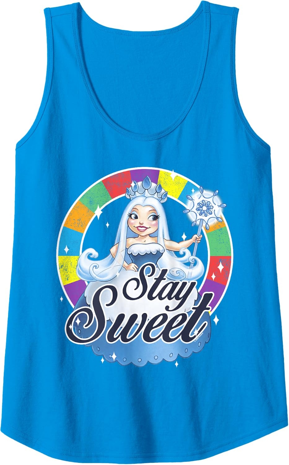 image:imageCandy Land Stay Sweet Princess Frostine Game Wheel Logo Tank TopSapphire Blue