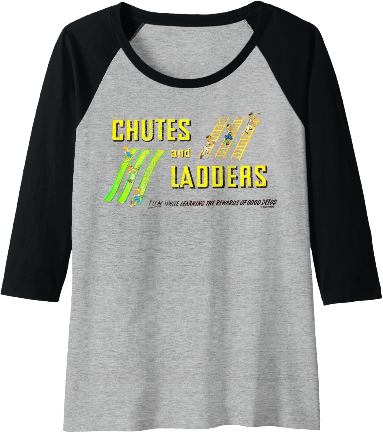 image:imageChutes And Ladders Classic Logo Raglan Baseball TeeBlackAthletic Heather