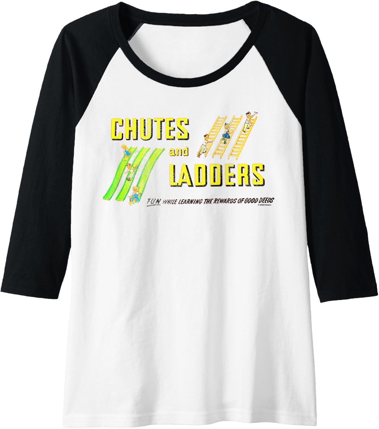 image:imageChutes And Ladders Classic Logo Raglan Baseball TeeBlackWhite