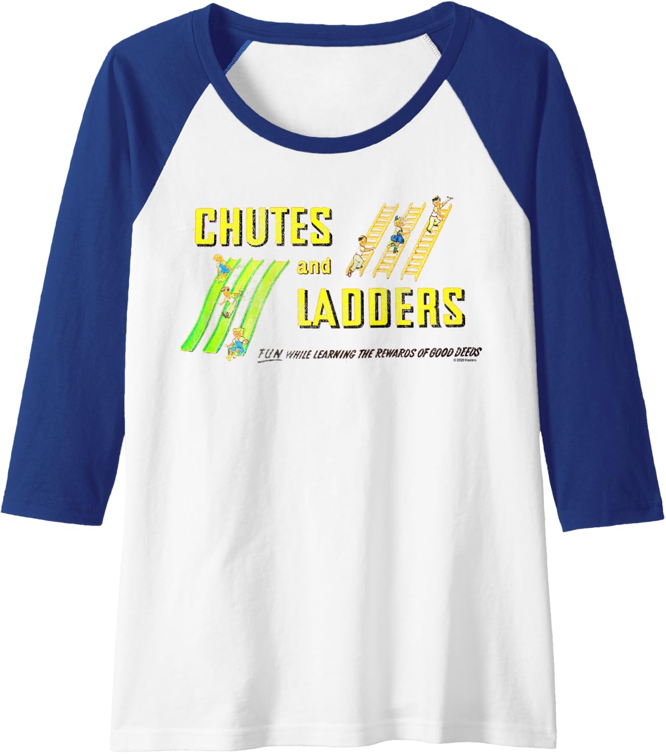 image:imageChutes And Ladders Classic Logo Raglan Baseball TeeRoyal BlueWhite