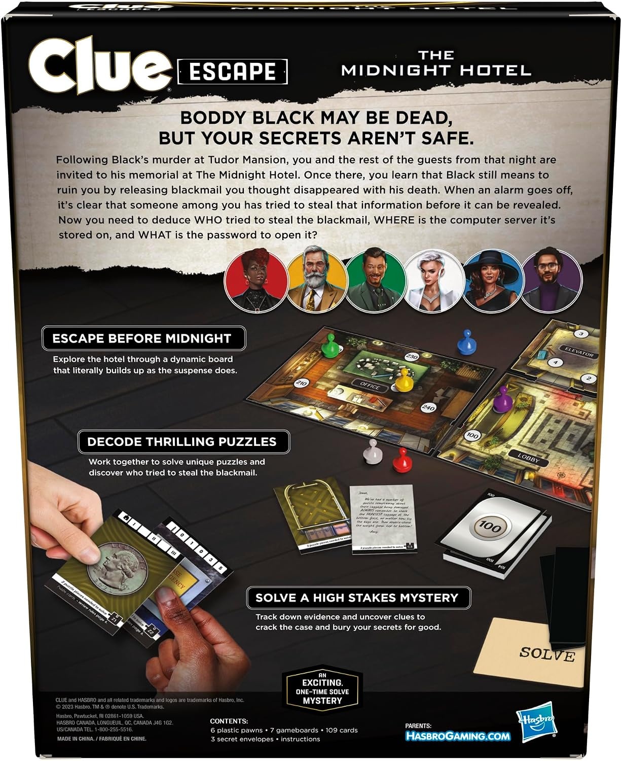 image:imageClue Escape The Midnight Hotel Board Game Clue Escape Room Game 1Time Solve Mystery Games Family Games for Ages 10 16 Players 90 Mins AvgThe Midnight Hotel