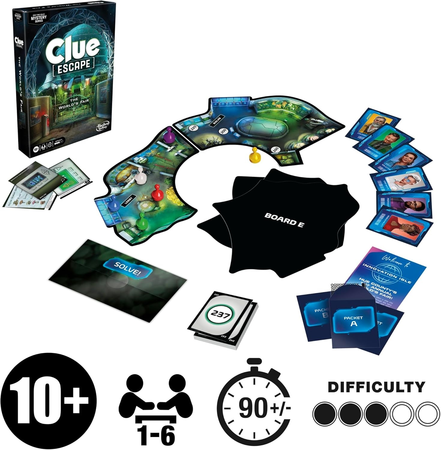 image:imageClue Escape The Worlds Fair Board Game Escape Room 1Time Solve Mystery Games Ages 10 1 to 6 Players 90 120 Mins Family Games