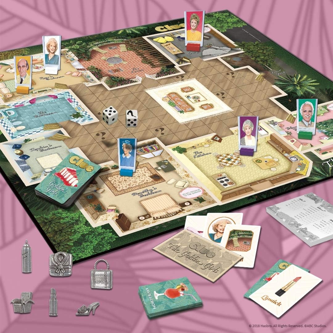 image:imageClue The Golden Girls Board Game Golden Girls TV Show Themed Game Solve The Mystery of Who Ate The Lastpiece of Cheesecake Officially Licensed Golden Girls Merchandise Themed Clue Mystery Game