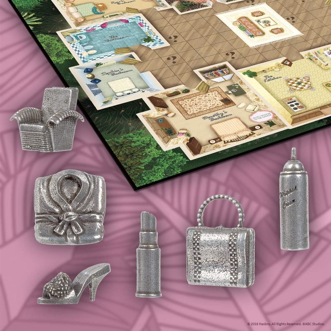 image:imageClue The Golden Girls Board Game Golden Girls TV Show Themed Game Solve The Mystery of Who Ate The Lastpiece of Cheesecake Officially Licensed Golden Girls Merchandise Themed Clue Mystery Game