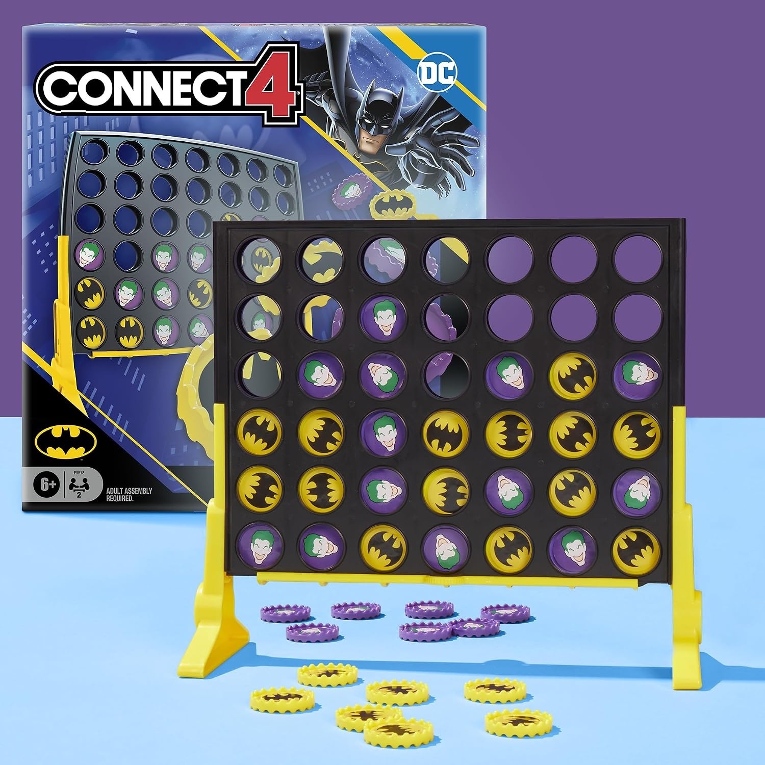 image:imageConnect 4 Batman Game BatmanThemed 4 in a Row Game Ages 6 and Up for 2 Players Strategy Board Games for Kids and Families Amazon Exclusive