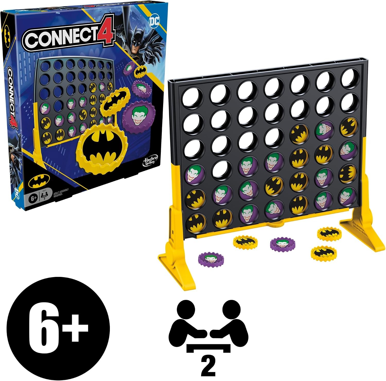 image:imageConnect 4 Batman Game BatmanThemed 4 in a Row Game Ages 6 and Up for 2 Players Strategy Board Games for Kids and Families Amazon Exclusive