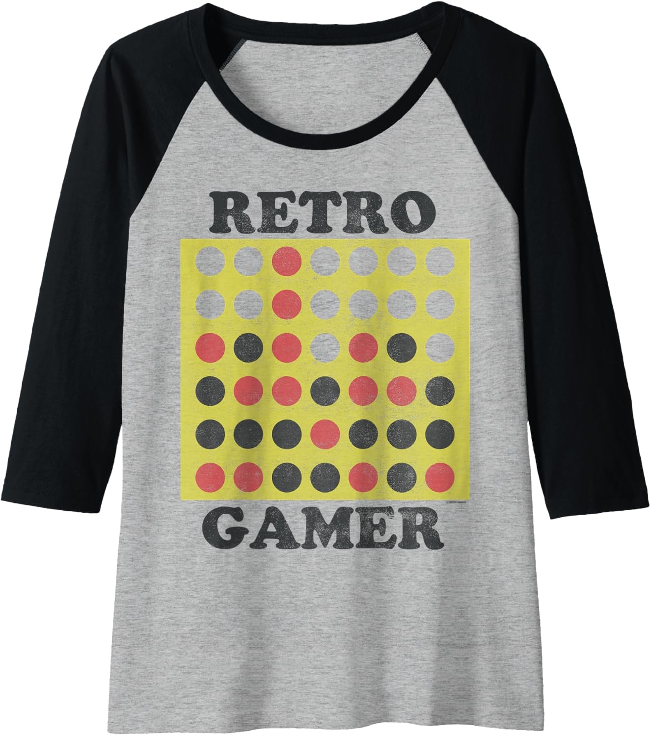 image:imageConnect Four Retro Gamer Board Raglan Baseball TeeBlackAthletic Heather