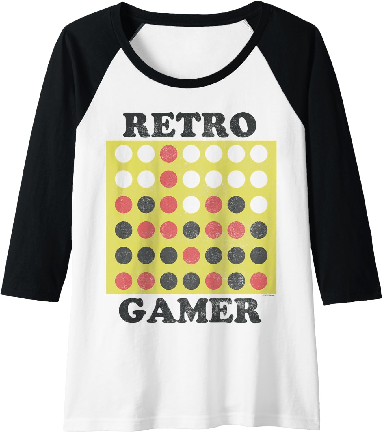 image:imageConnect Four Retro Gamer Board Raglan Baseball TeeBlackWhite