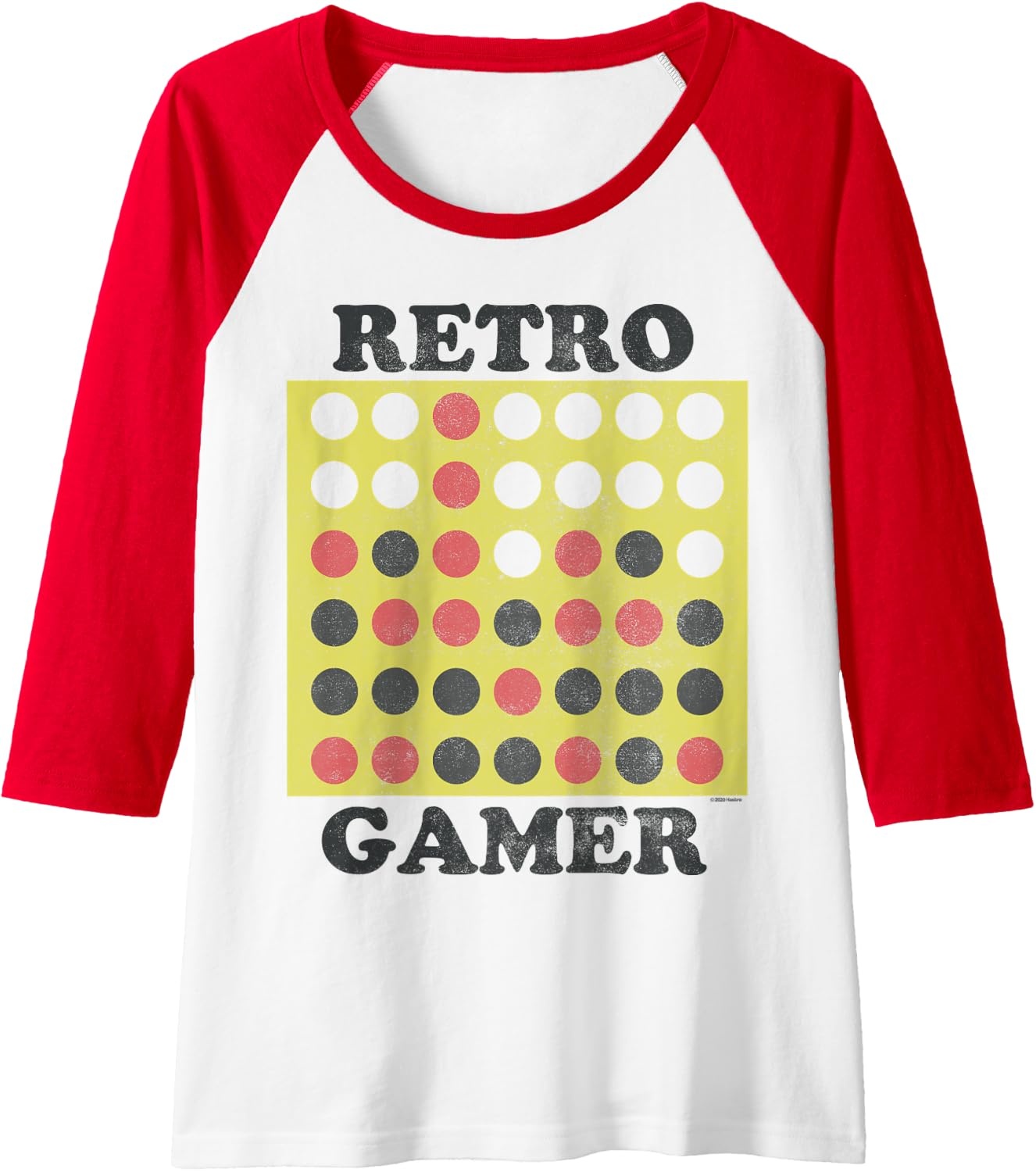 image:imageConnect Four Retro Gamer Board Raglan Baseball TeeRedWhite