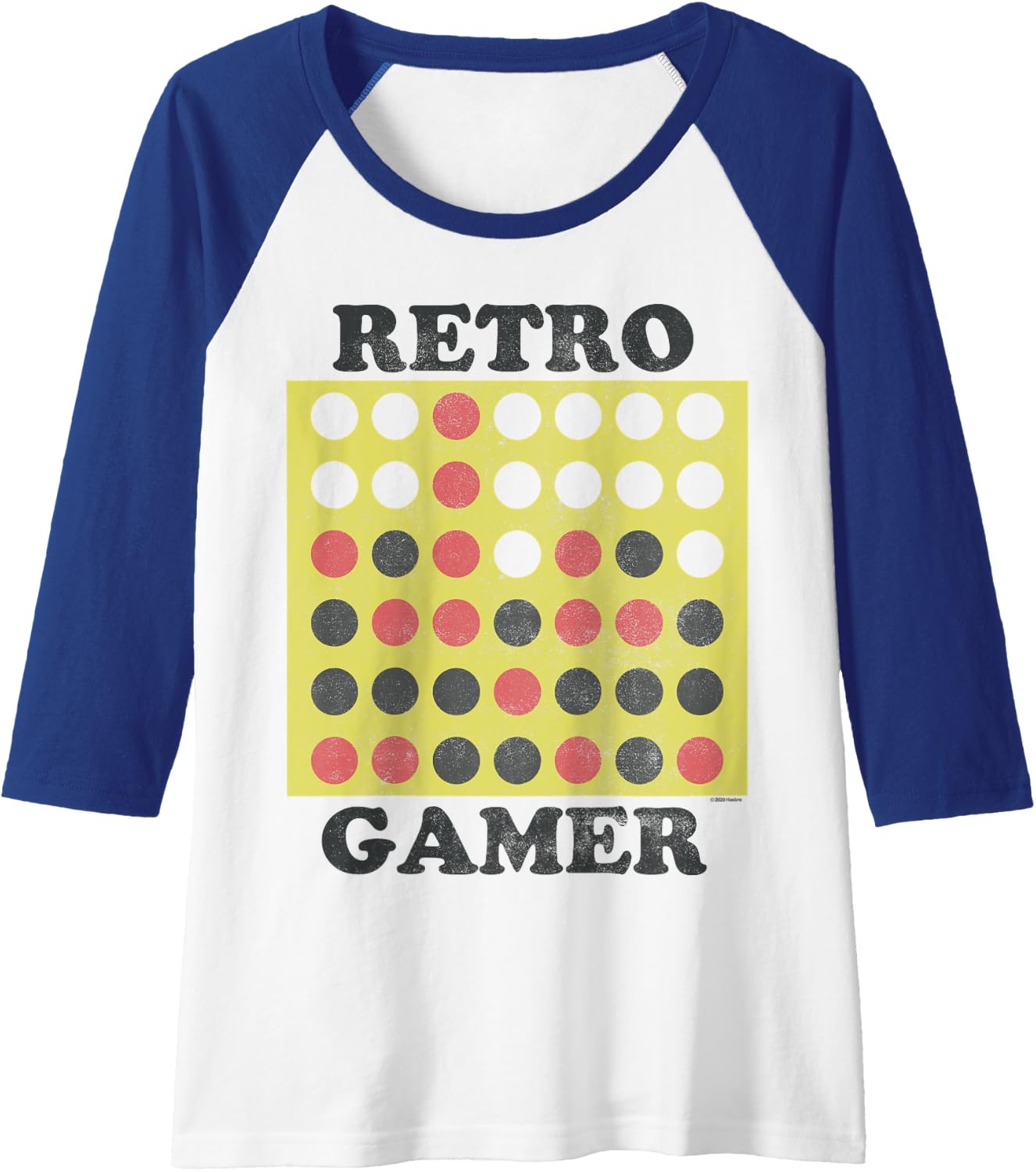 image:imageConnect Four Retro Gamer Board Raglan Baseball TeeRoyal BlueWhite