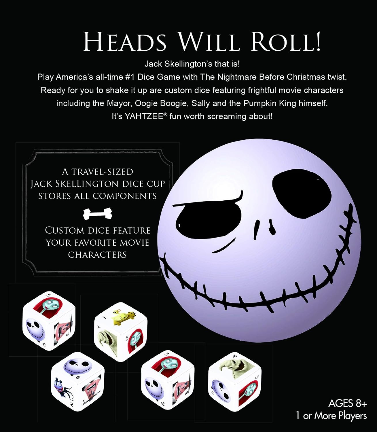 image:imageDisney Yahtzee The Nightmare Before Christmas Dice Game Collectible Jack Skellington Toy Family Dice Game amp Travel Games
