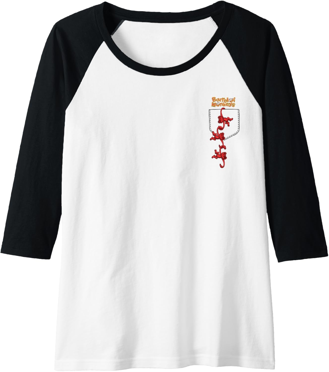 image:imageFaux Pocket Raglan Baseball TeeBlackWhite