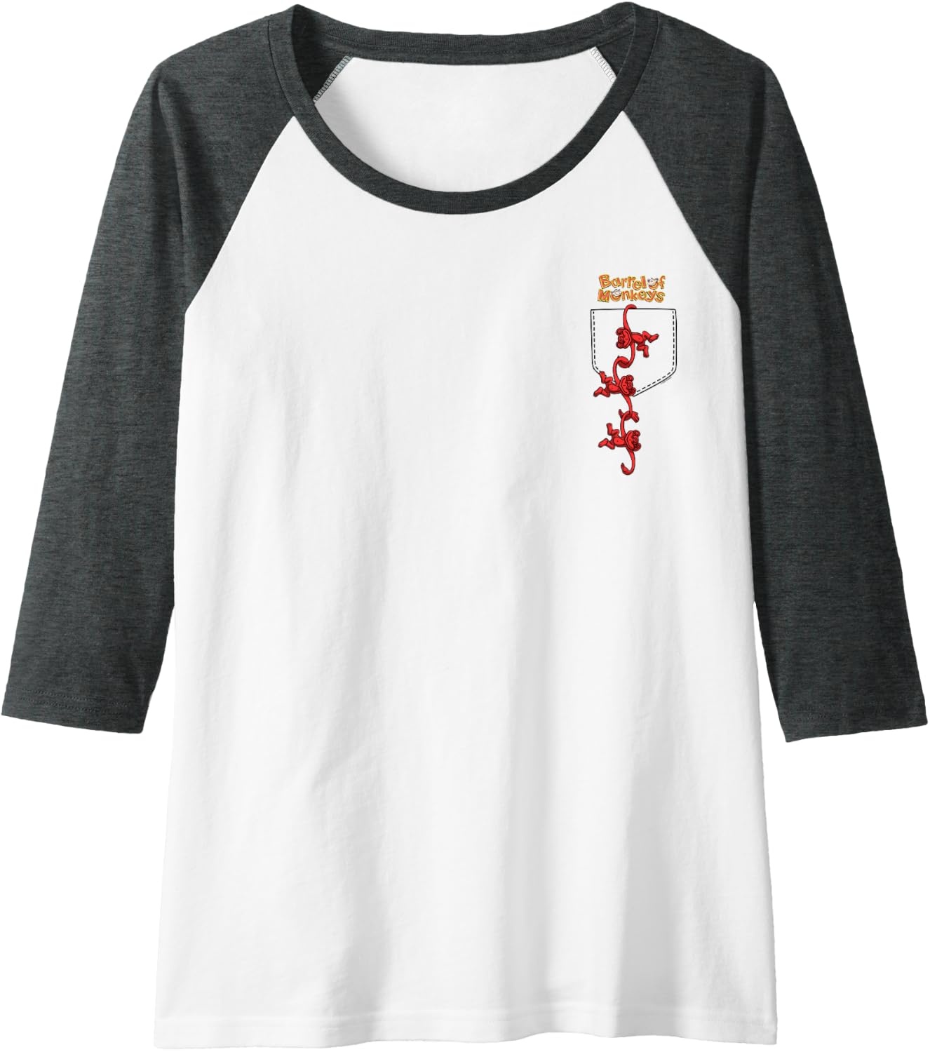 image:imageFaux Pocket Raglan Baseball TeeDark Heather GreyWhite