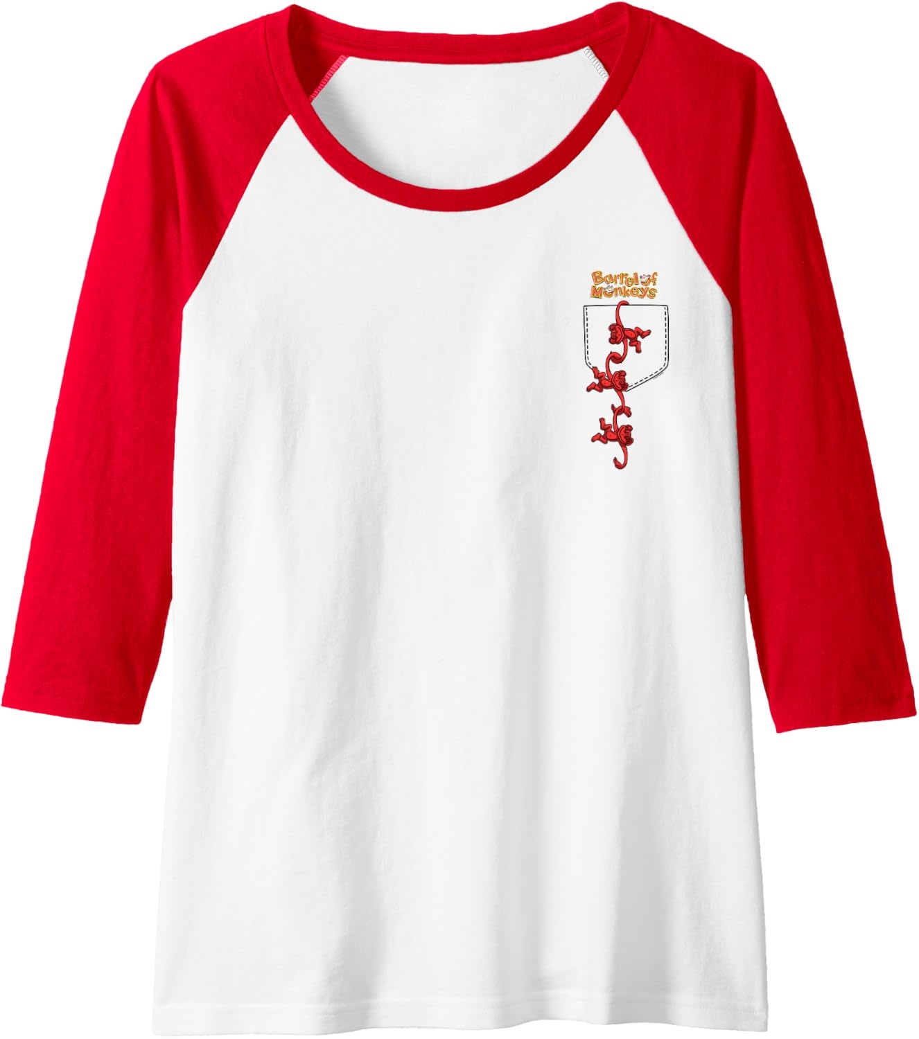 image:imageFaux Pocket Raglan Baseball TeeRedWhite