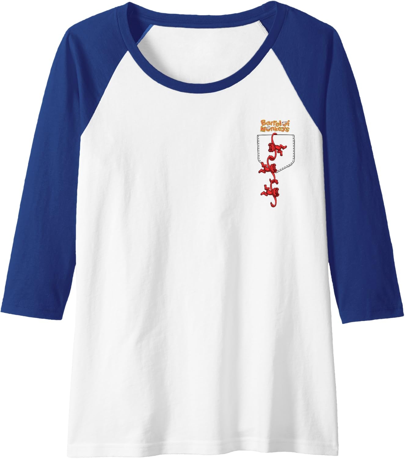 image:imageFaux Pocket Raglan Baseball TeeRoyal BlueWhite