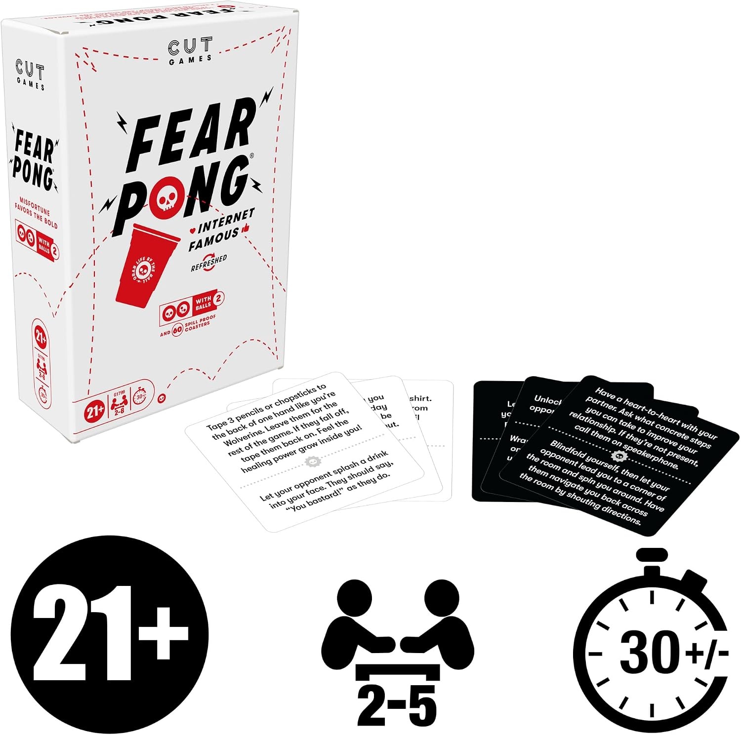 image:imageFear Pong Adult Party Game by Cut Internet Famous Extreme Pong Game with Wild Dares Ages 21 28 Players 30 Mins