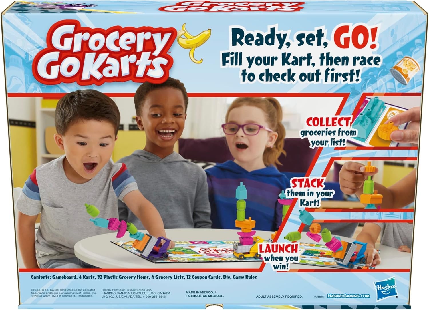 image:imageGrocery Go Karts Board Game for Preschoolers and Kids Ages 4 and Up Building Game with Mini Groceries Preschool Games for 24 Players