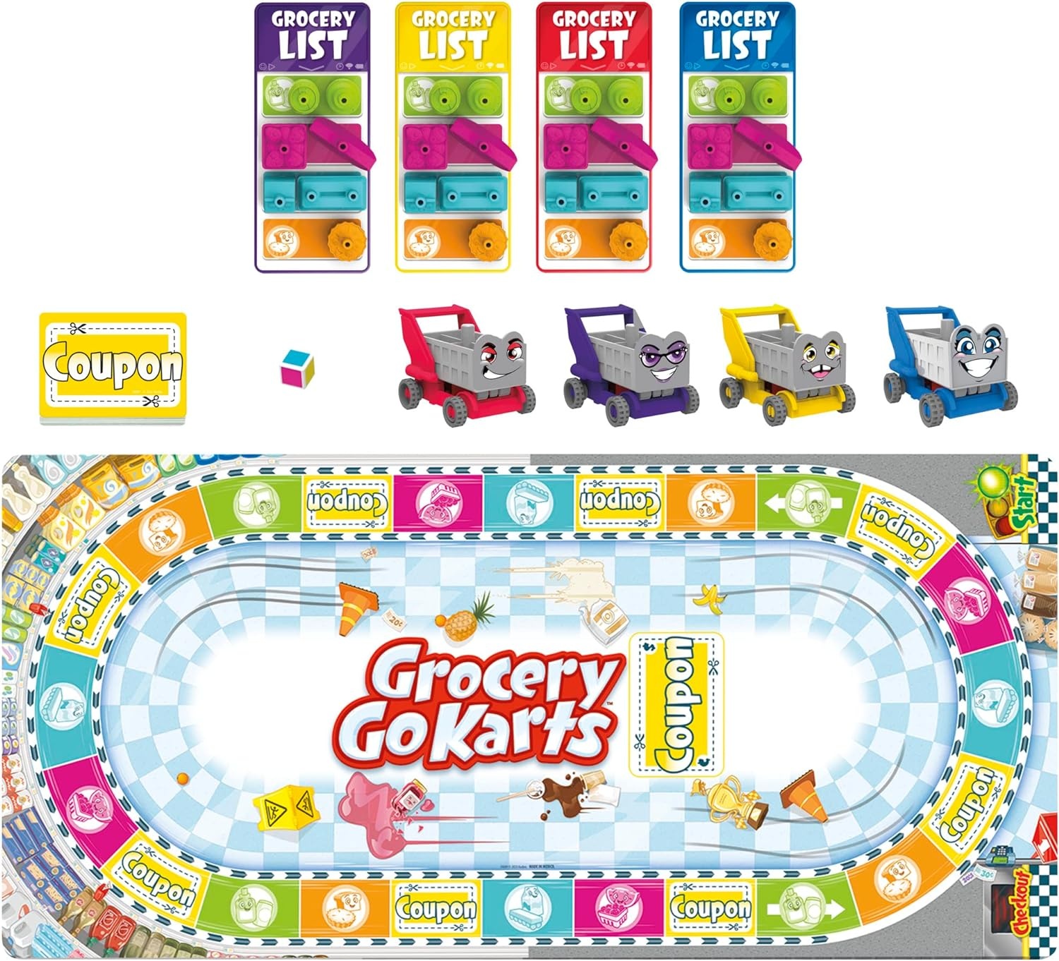 image:imageGrocery Go Karts Board Game for Preschoolers and Kids Ages 4 and Up Building Game with Mini Groceries Preschool Games for 24 Players