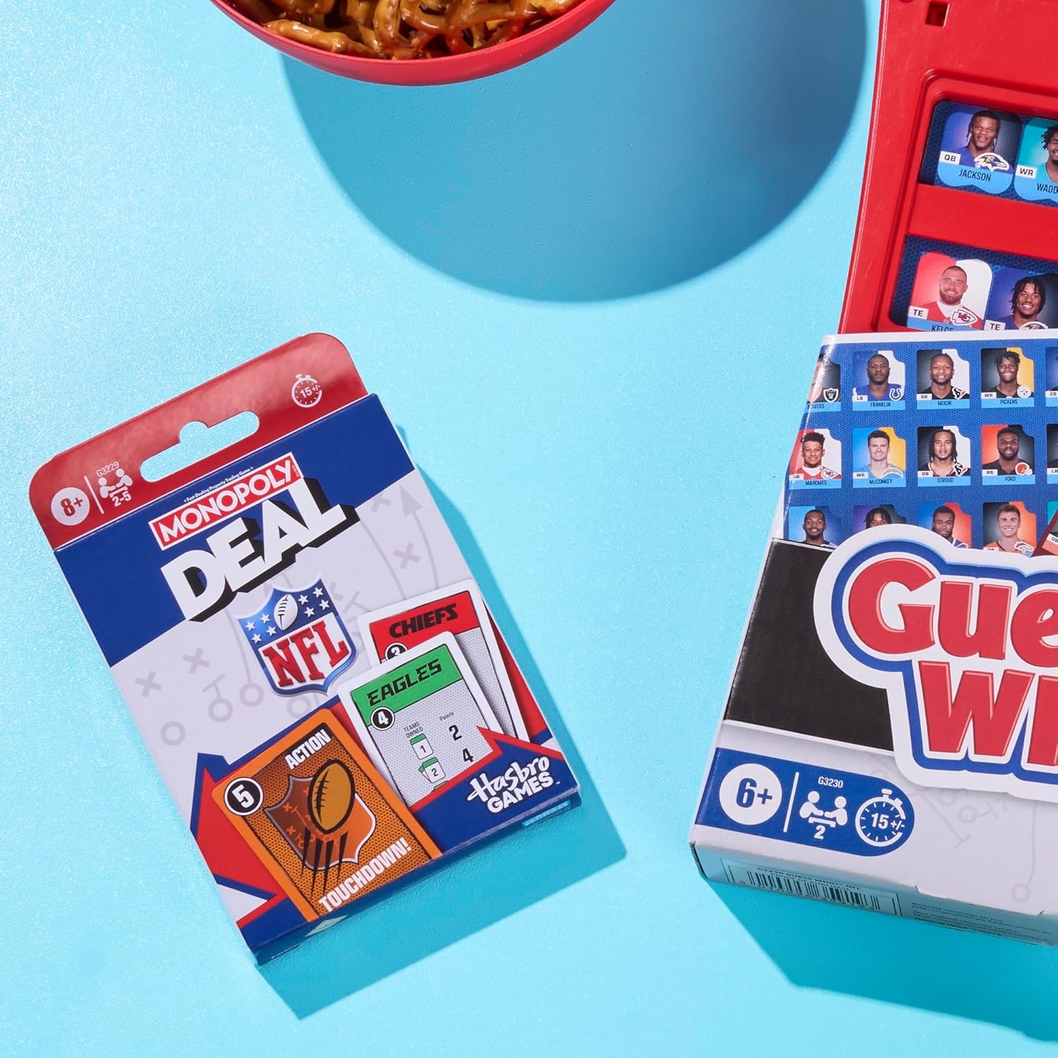 image:imageGuess Who NFL Edition Board Game Officially Licensed NFL Game for Kids and Families Ages 6 2 Players 15 Mins Football Games