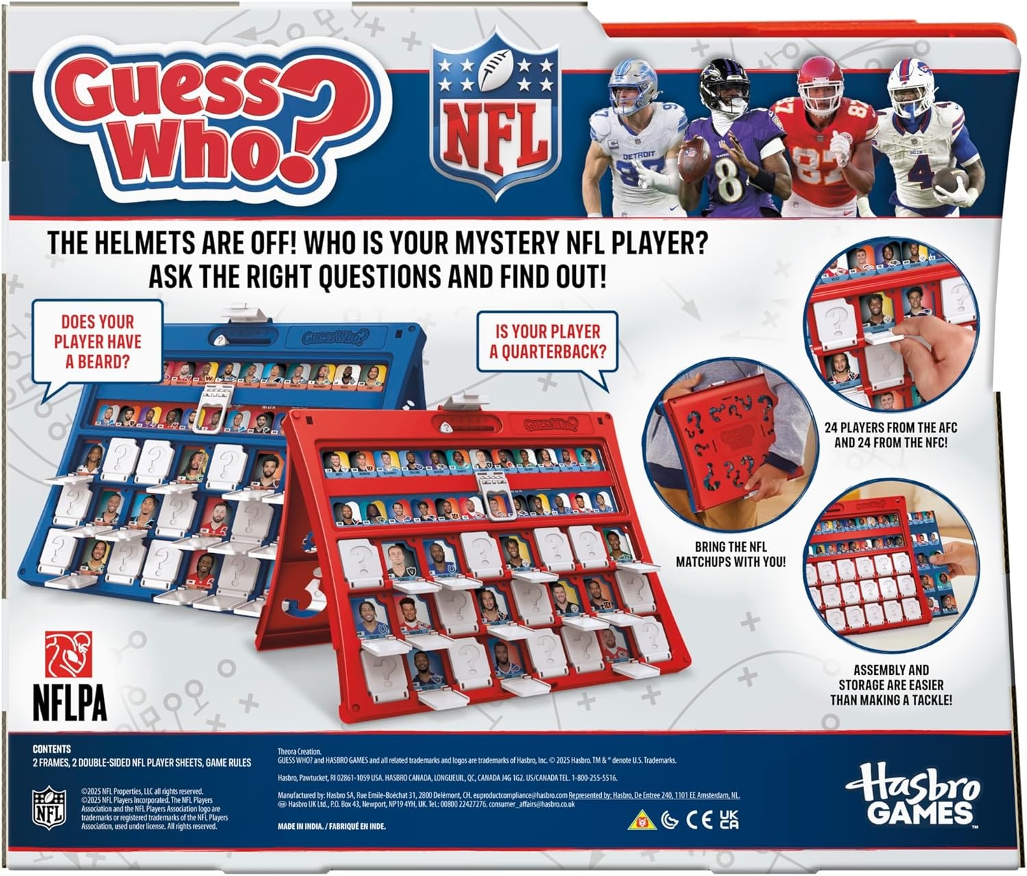 image:imageGuess Who NFL Edition Board Game Officially Licensed NFL Game for Kids and Families Ages 6 2 Players 15 Mins Football Games