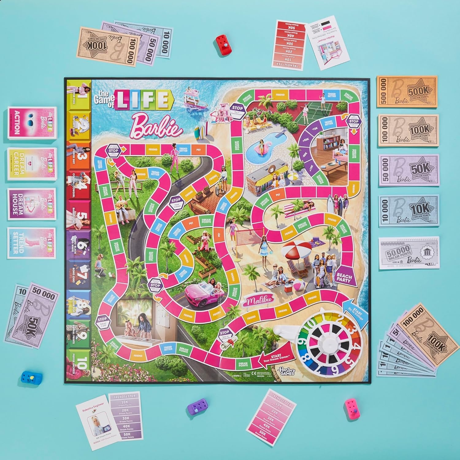 image:imageHasbro Games The Game of Life Barbie Edition Board Game Ages 8 2 to 4 Players Fun Family Games for Kids and Adults Kids Gifts Amazon Exclusive