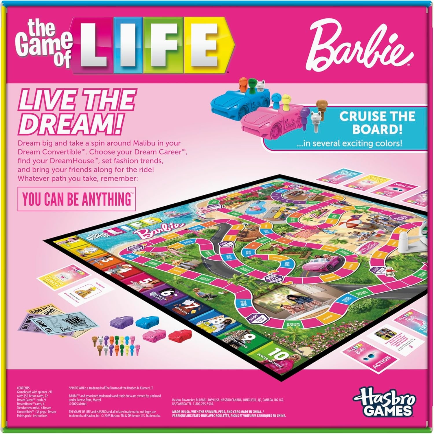 image:imageHasbro Games The Game of Life Barbie Edition Board Game Ages 8 2 to 4 Players Fun Family Games for Kids and Adults Kids Gifts Amazon Exclusive