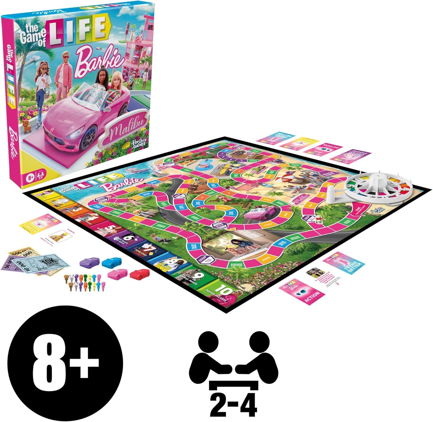 image:imageHasbro Games The Game of Life Barbie Edition Board Game Ages 8 2 to 4 Players Fun Family Games for Kids and Adults Kids Gifts Amazon Exclusive