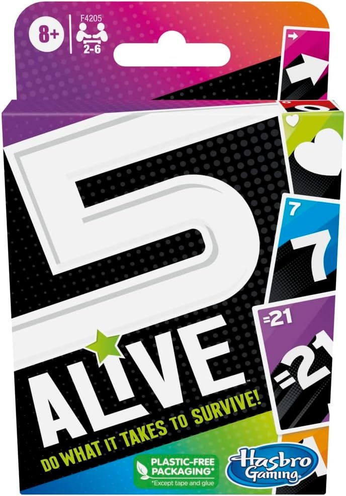 image:imageHasbro Gaming 5 Alive Card Game FastPaced Game for Kids and Families Easy to Learn 2 to 6 Players Fun Summer Activities Vacation Travel Essentials Ages 8362 inches x 562 inches x 01 inches Pack of 8