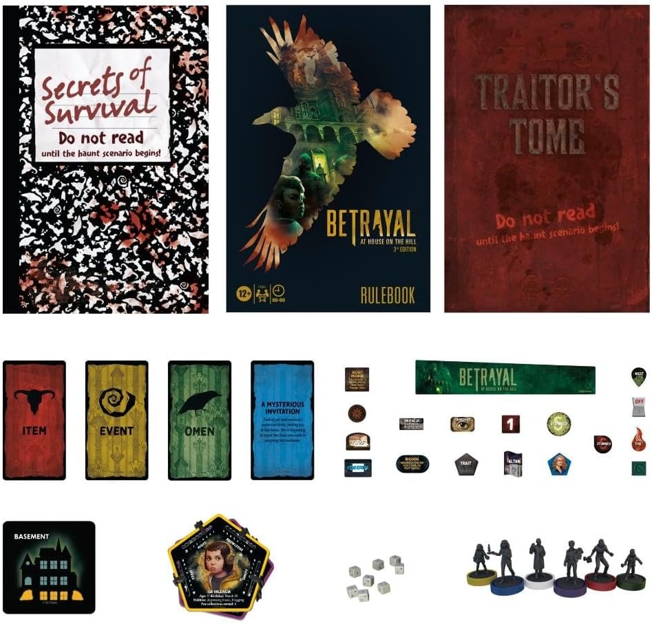 image:imageHasbro Gaming Avalon Hill Betrayal at The House on The Hill 3rd Edition Cooperative Board GameAges 12 and Up36 Players50 Chilling ScenariosBetrayal at House on the Hill