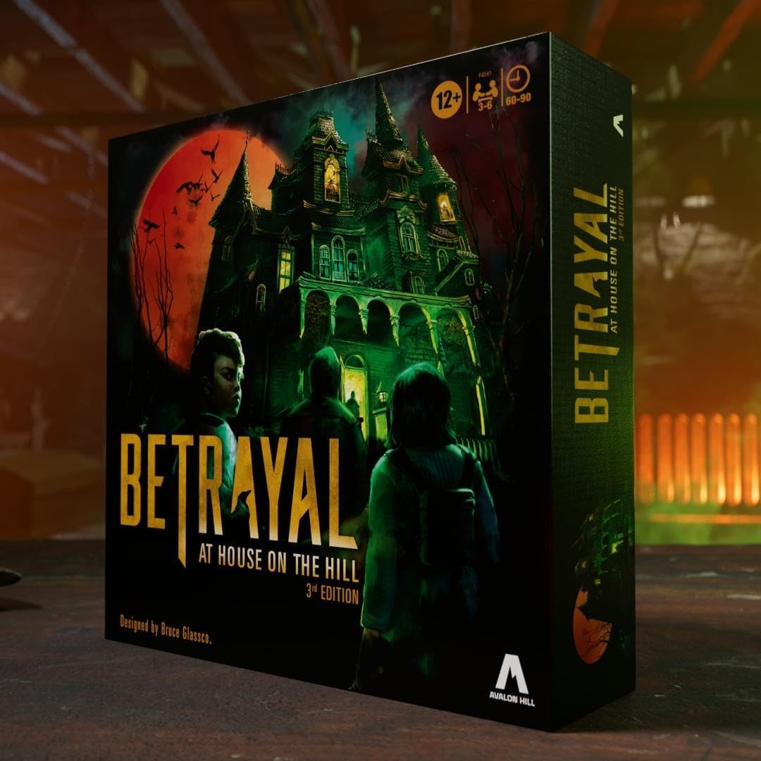 image:imageHasbro Gaming Avalon Hill Betrayal at The House on The Hill 3rd Edition Cooperative Board GameAges 12 and Up36 Players50 Chilling ScenariosBetrayal at House on the Hill