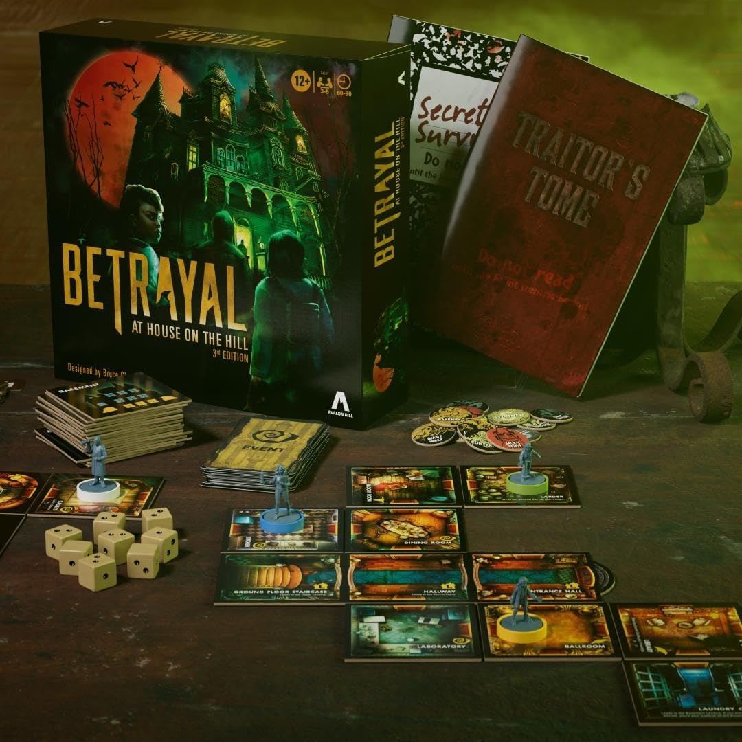 image:imageHasbro Gaming Avalon Hill Betrayal at The House on The Hill 3rd Edition Cooperative Board GameAges 12 and Up36 Players50 Chilling ScenariosBetrayal at House on the Hill