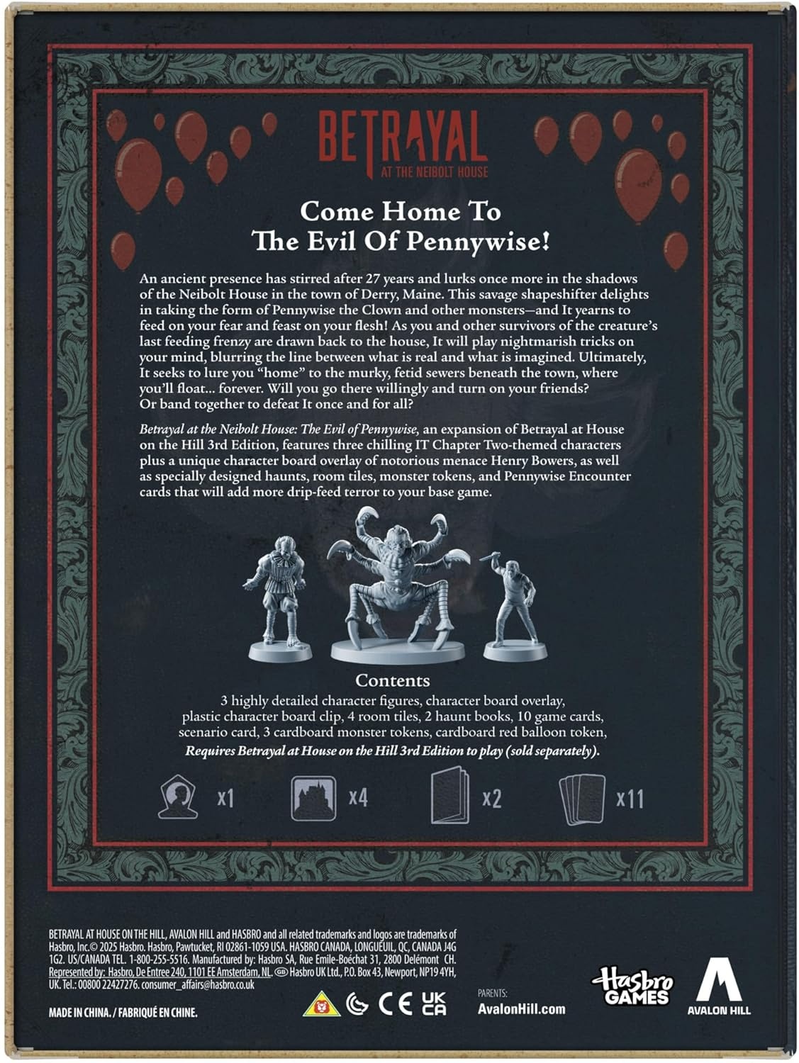 image:imageHasbro Gaming Avalon Hill Betrayal at the Neibolt House The Evil of Pennywise Expansion Ages 17 36 Players