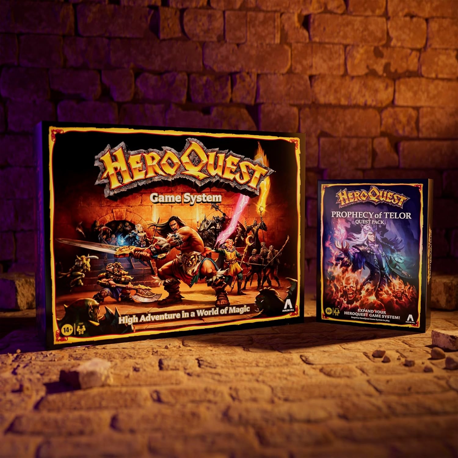 image:imageHasbro Gaming Avalon Hill HeroQuest Prophecy of Telor Quest Pack Requires HeroQuest Game System to Play Dungeon Crawler Games Ages 14 25 Players Strategy GamesThematic